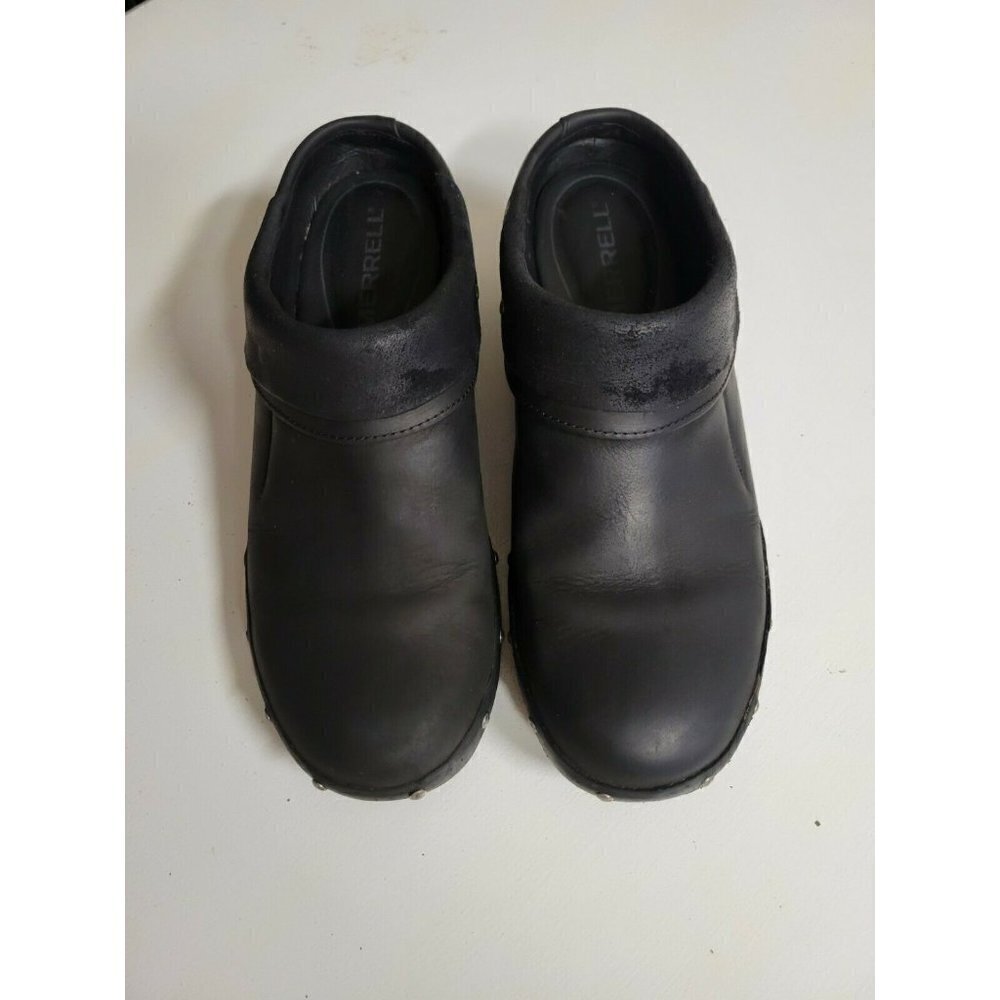 Merrell Luxe Wrap Clogs Size 9 Black Leather Studded Comfort‎ Casual Clog Shoes